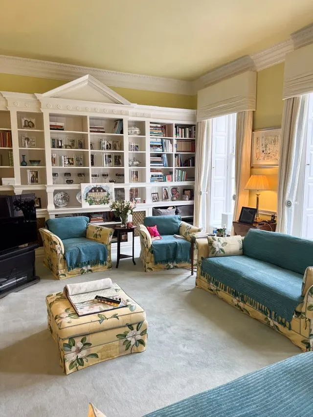 A finished interior in the Midhurst family home, with traditional joinery and carefully decorated surfaces.